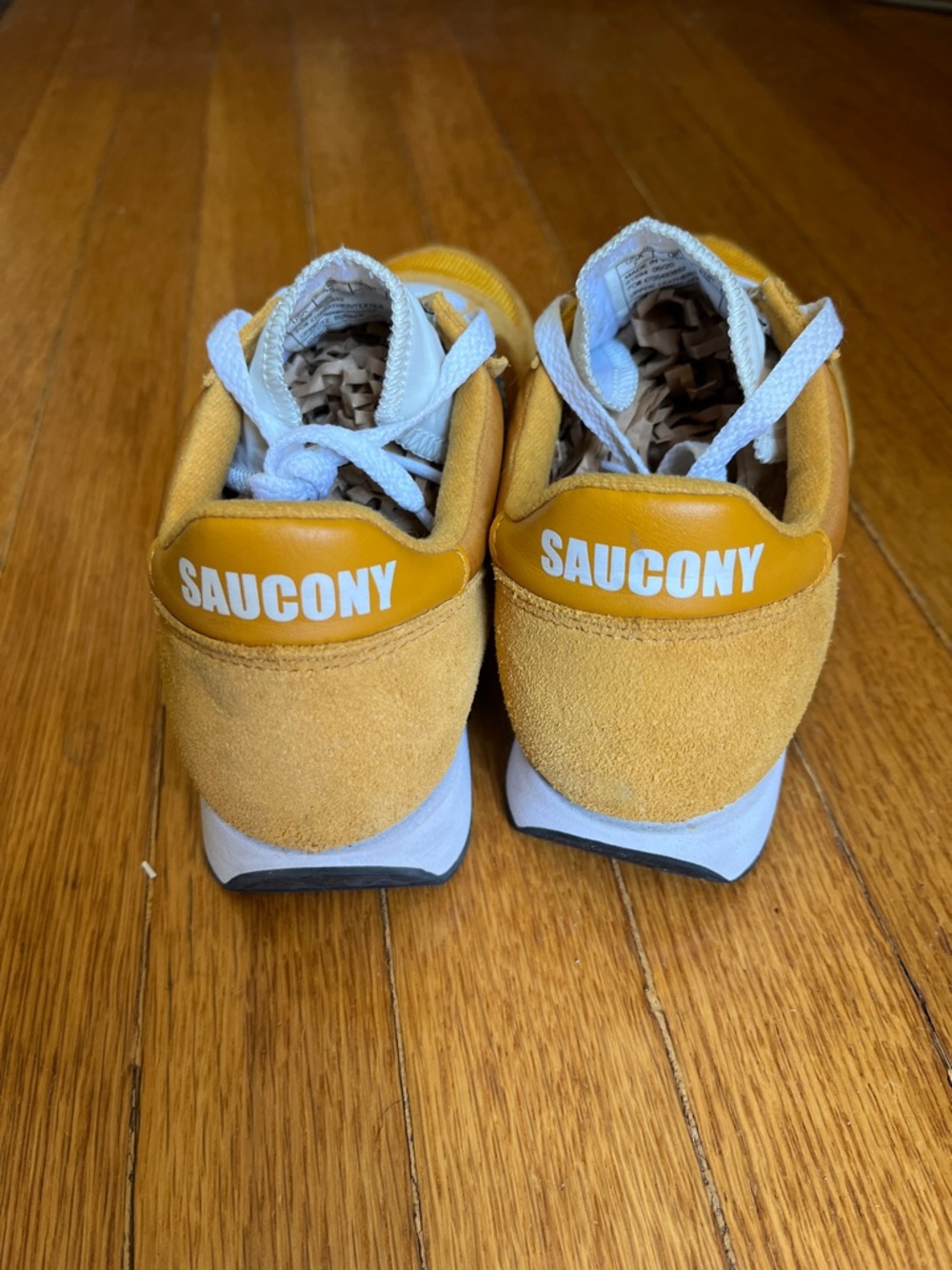 Saucony Jazz Originals Retro Suede and Textile Mustard Yellow Runner Sneakers - Picture 3 of 8